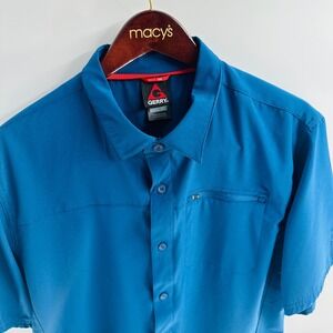 Gerry‎ Button Up Shirt Short Sleeve Outdoor Hiking Travel Blue Large